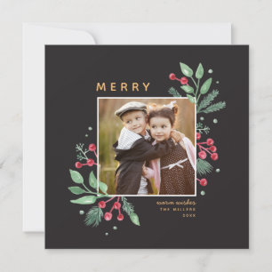 Winter Berries Greenery Christmas Photo   Square