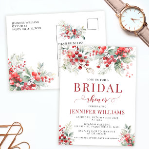 Winter berries happily ever after party postcard