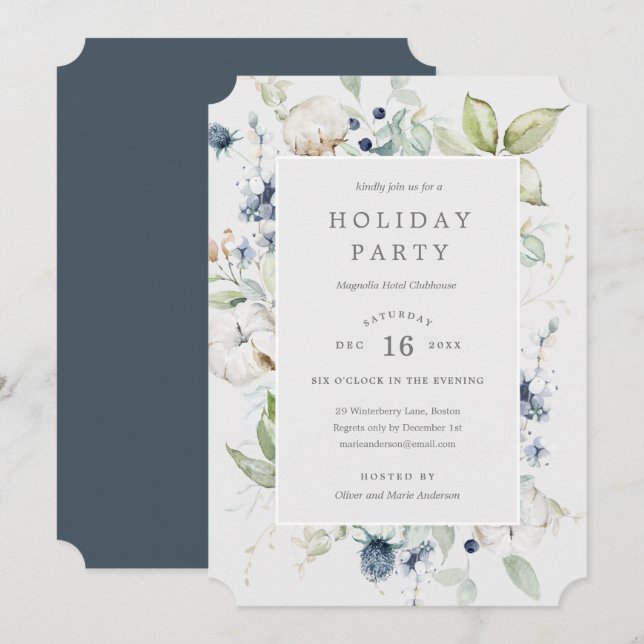 Winter Berries Holiday Party Invitation (Front/Back)
