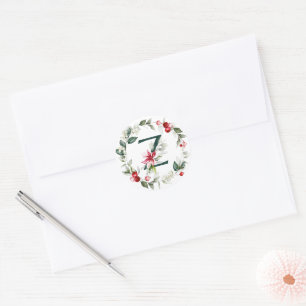 Winter Berries Monogram Z Small Round Labels