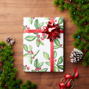 Winter berries pattern wrapping paper