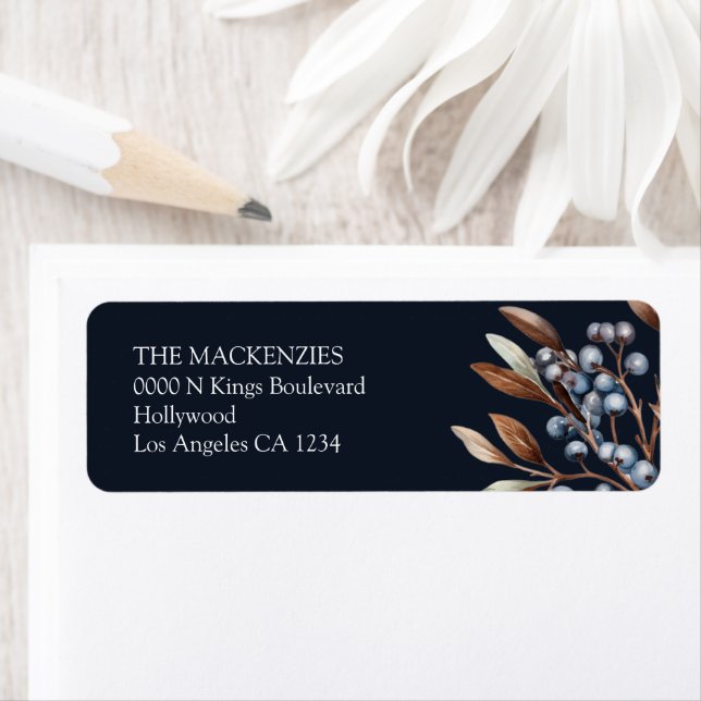 Winter Berries Personalised Christmas Return Address Label (Insitu)