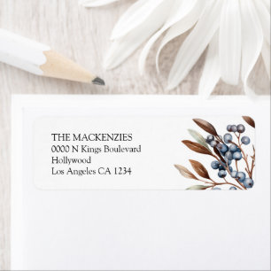Winter Berries Personalised Christmas Return Address Label