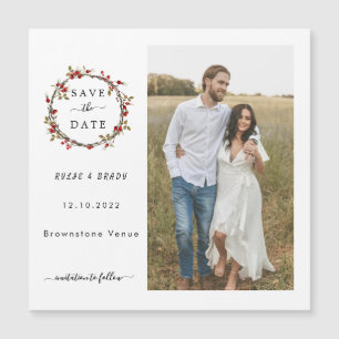 Winter Berries Photo Wedding Save the Date
