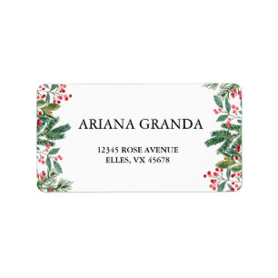 Winter Berries Pine Cone Greenery Wedding Label