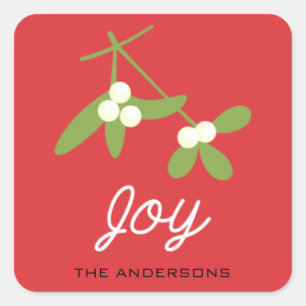 Winter Berries Red Christmas/Holiday Square Sticker