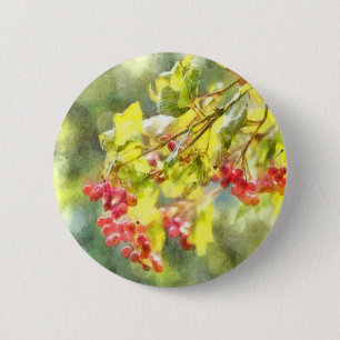 Winter Berries Watercolor 6 Cm Round Badge