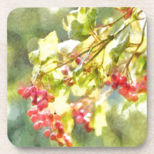 Winter Berries Watercolor Coaster