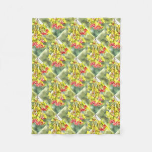 Winter Berries Watercolor Fleece Blanket