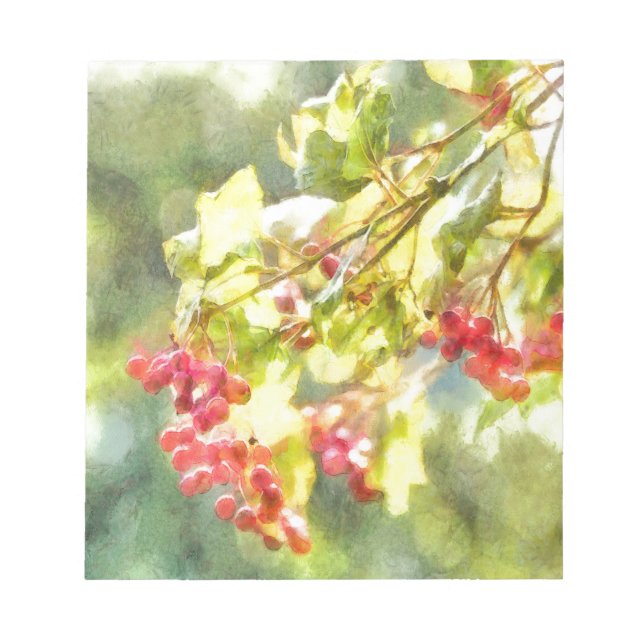Winter Berries Watercolor Notepad (Front)