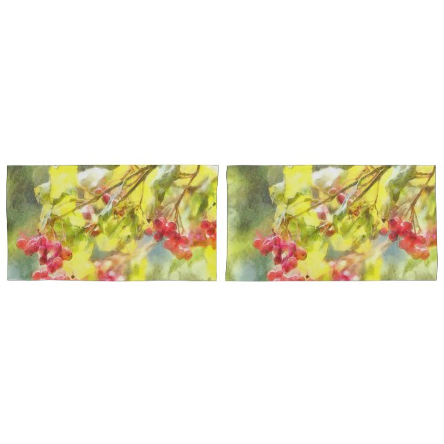 Winter Berries Watercolor Pillowcase (Front-Set)