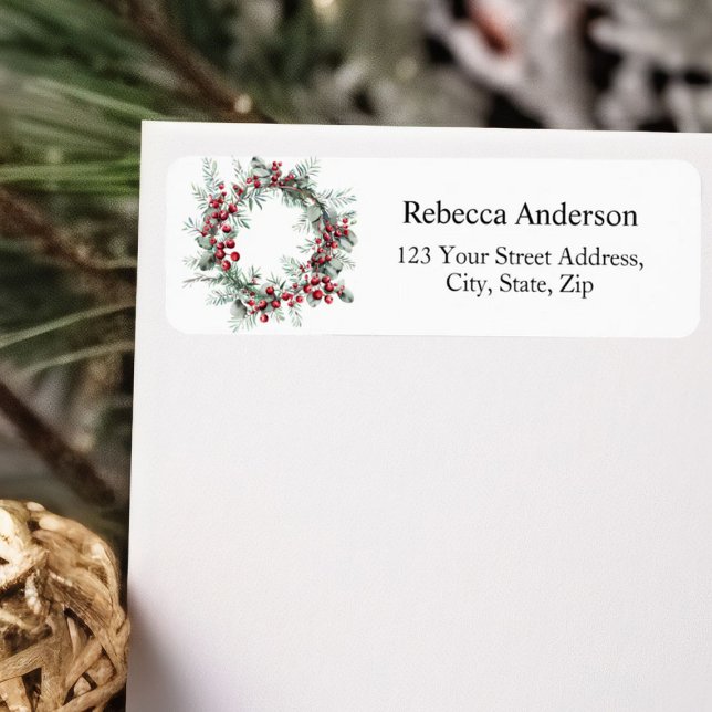 Winter Berries Wreath Return Address  Label (Creator Uploaded)