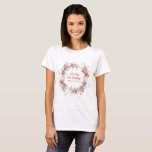Winter Berry 80th Birthday Elegant Custom T-Shirt<br><div class="desc">A beautiful and elegant paper custom t-shirt designed especially for an 80th birthday party. It features a watercolor wreath of red berries nestled in sage green foliage. Two lines are provided for a customised Happy Birthday wish and the birthday person's name. This item is part of the Winter Berry Collection....</div>