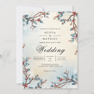 Winter Berry Arch Romance Wedding Invitation