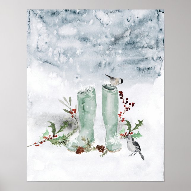 Winter Berry, Birds and Snow Poster (Front)