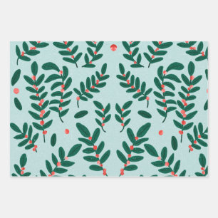 Winter berry-Blue Wrapping Paper Sheet