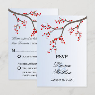 Winter Berry Branch RSVP Reply Cards