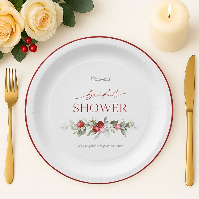 Winter Berry Bridal Shower Paper Plates (Creator Uploaded)