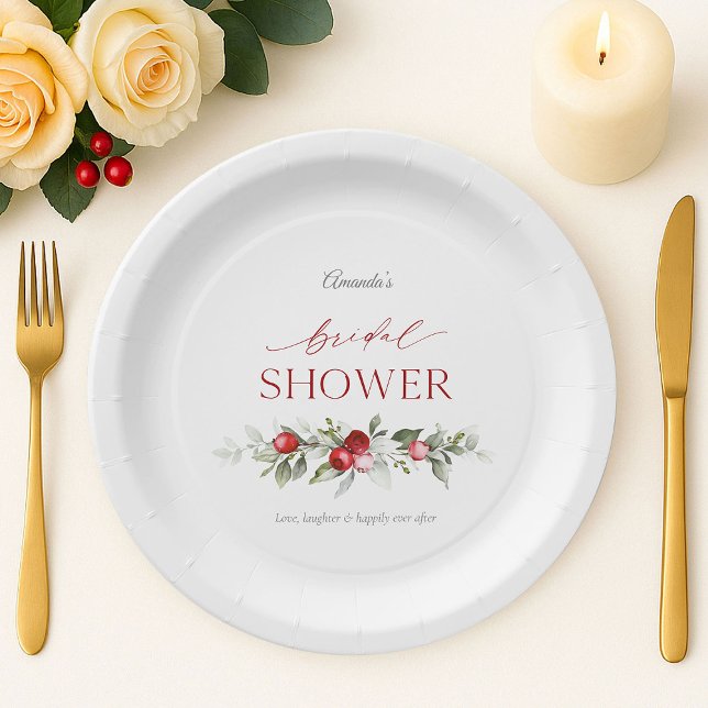 Winter Berry Bridal Shower Paper Plates (Creator Uploaded)