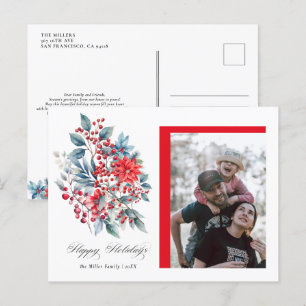 Winter Berry Christmas Holiday Photo Postcards