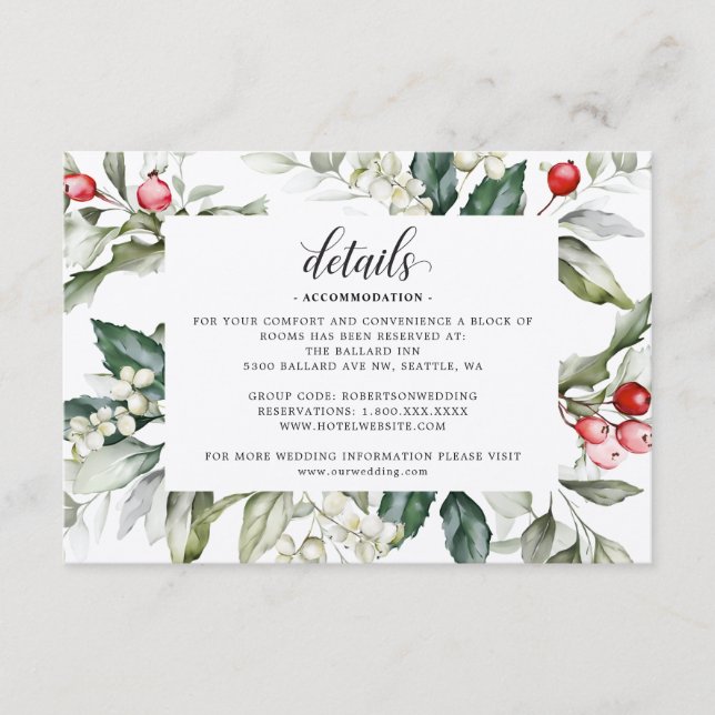 Winter Berry | Christmas | Wedding Details  Enclos Enclosure Card (Front)