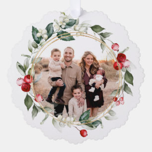 Winter Berry Family Photo  Tree Decoration Card