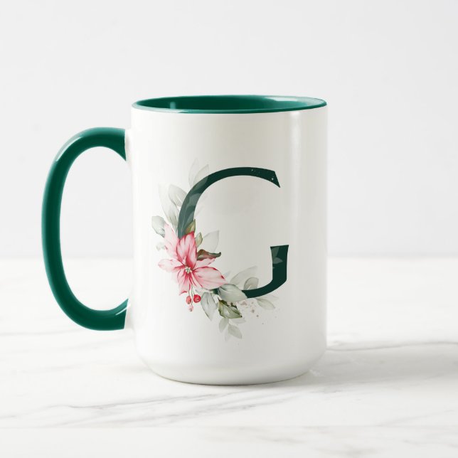 Winter Berry G Monogram Mug (Left)