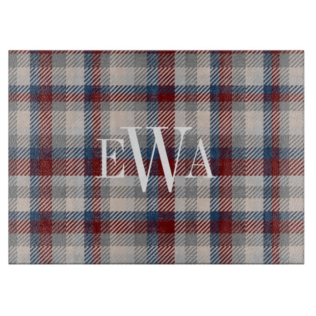 Winter Berry Harvest Tweed Plaid Custom Cutting Board (Front)