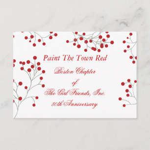 Winter Berry Holiday Red & White RSVP Card