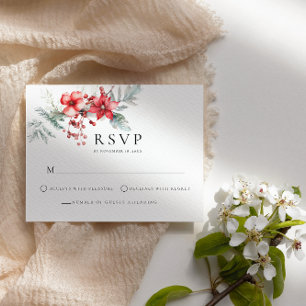 Winter Berry Poinsettia RSVP Enclosure Card