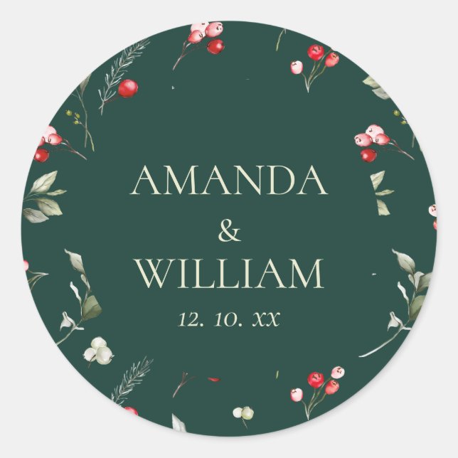 Winter Berry Wedding Sticker (Front)