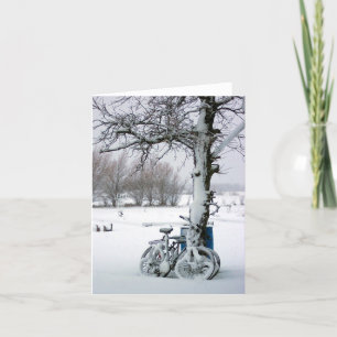 Winter Bicycles in Snow Blank Notecards