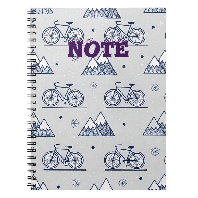 Winter Bike Mountain Premium Notes Notebook (Front)