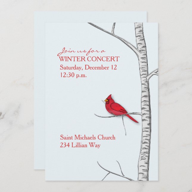 Winter Birch Tree  Invitation (Front/Back)