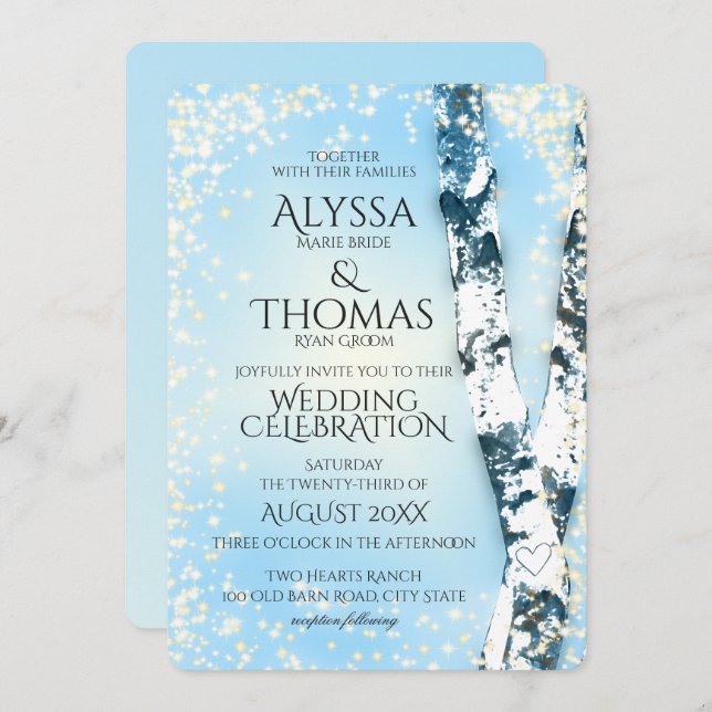 Winter Birch Wedding Invitation (Front/Back)