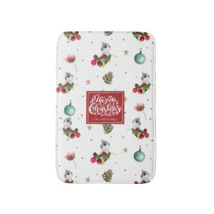 Winter Bird Christmas Tufted Titmouse Personalised Bath Mat