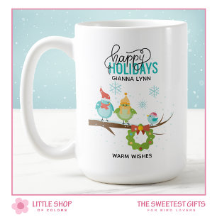 Winter Bird Family Personalised Christmas Coffee Mug