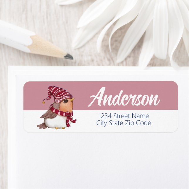 Winter Bird Holiday Return Address Label (Insitu)