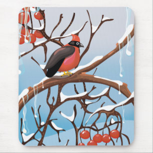 winter bird mouse pad