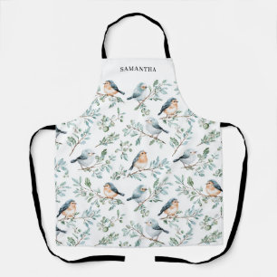 Winter Bird Watercolor Personalised Apron