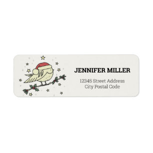 Winter bird with Santa's hat Label Return Address Label
