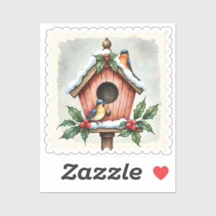 Winter Birdhouse Christmas Stamp