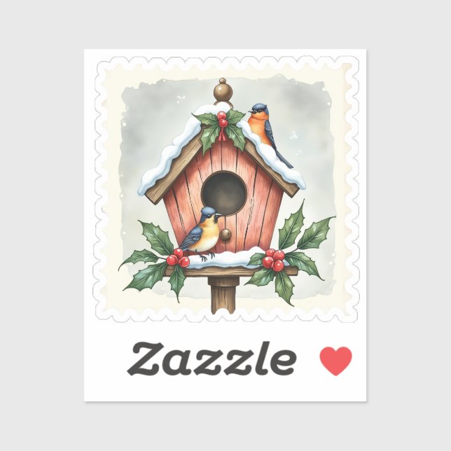 Winter Birdhouse Christmas Stamp (Sheet)