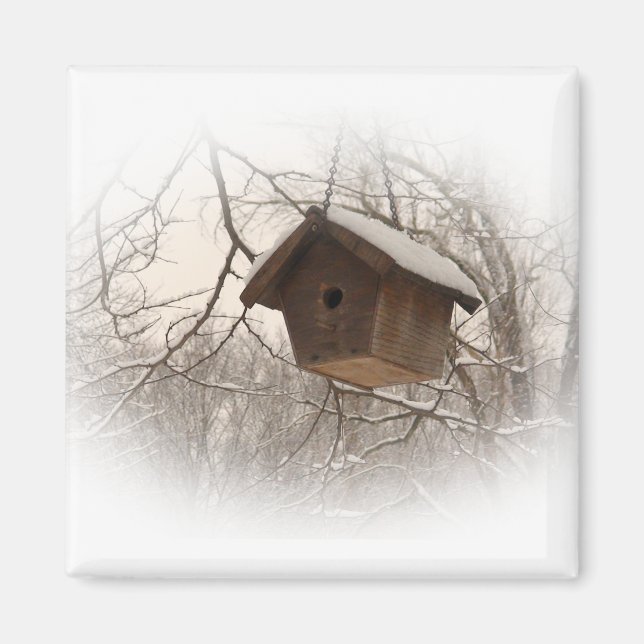 Winter Birdhouse Magnet (Front)