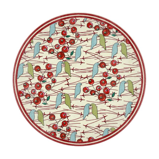 Winter Birds and Berries Charcuterie Board  (Front)