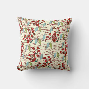 Winter Birds and Berries Cushion