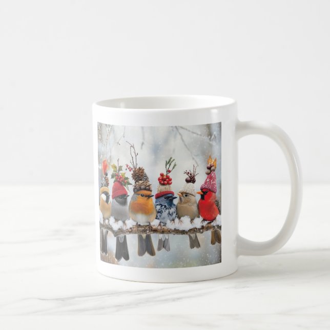 Winter Birds, birdlovers-mug, gifts-for her, Coffee Mug (Right)
