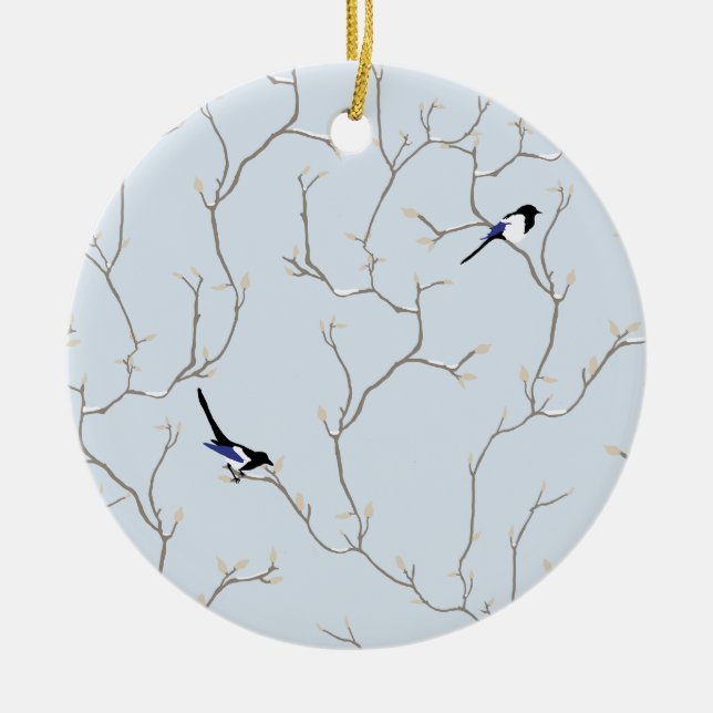 Winter BIrds Ceramic Ornament (Front)