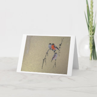 Winter Birds Gold Holiday Card