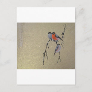 Winter Birds Gold Postcard